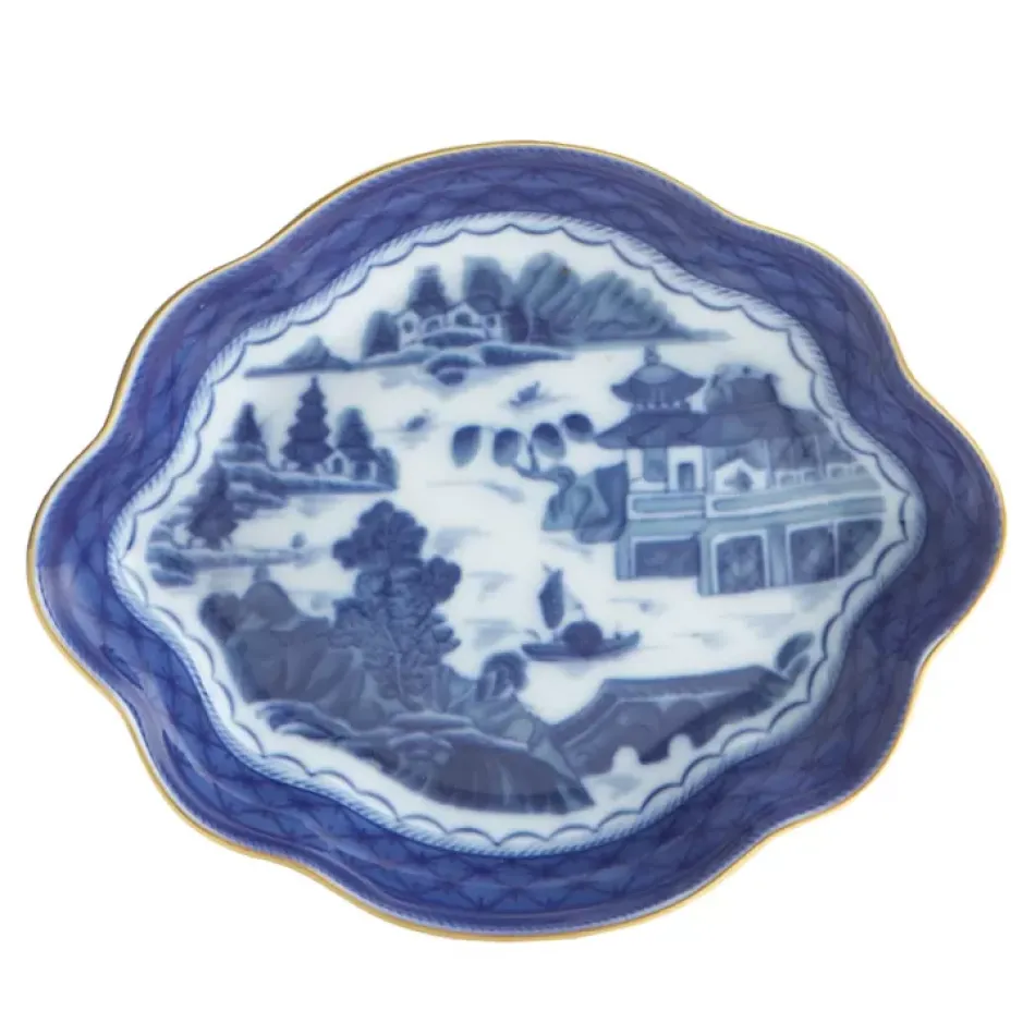 Blue Canton Lobed Tray - Med. 6"