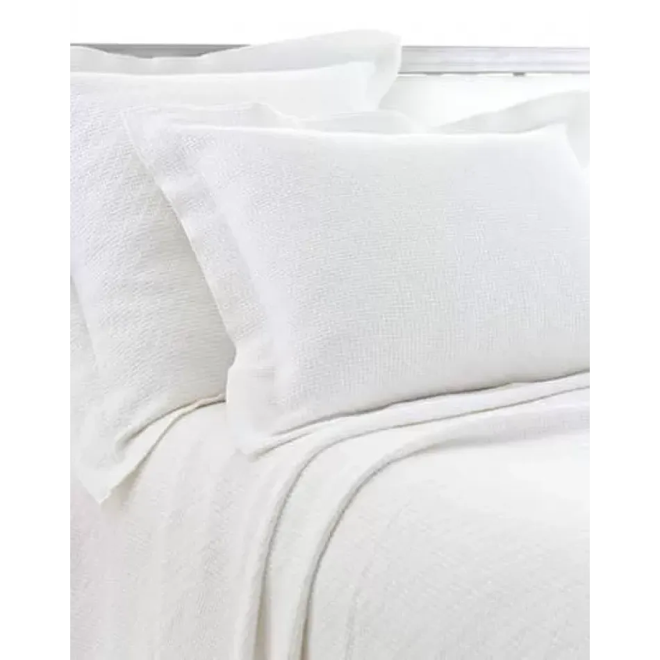 Interlaken White Matelasse Textured Cotton Coverlet