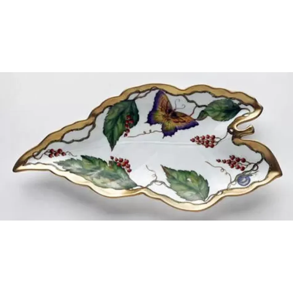 Wildberries Red Leaf Dish 12 in Long