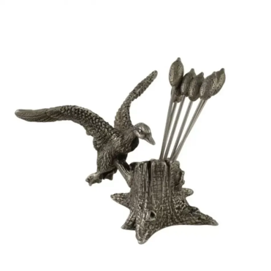 Morning Hunt Pewter Mallard Duck Cheese Pick Set
