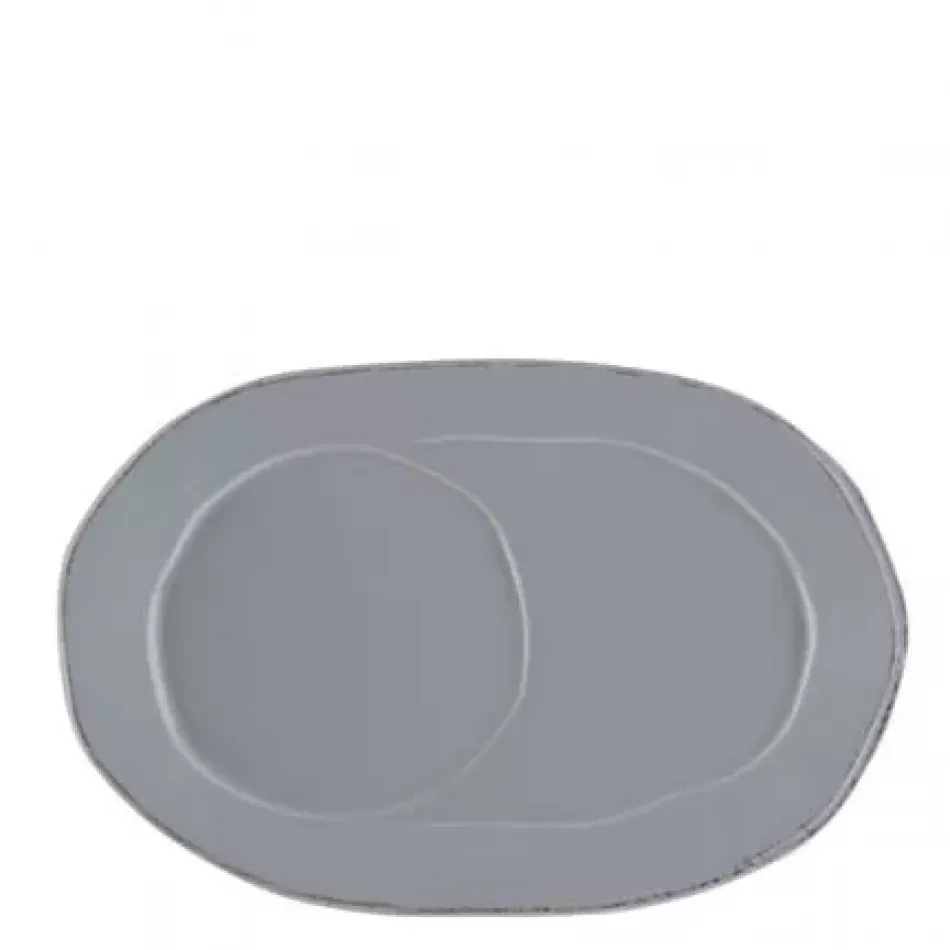 Lastra Gray Oval Tray 10.25"L, 6.75"W