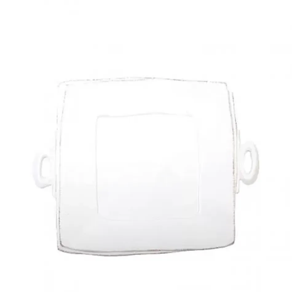 Lastra White Handled Square Platter 13"Sq