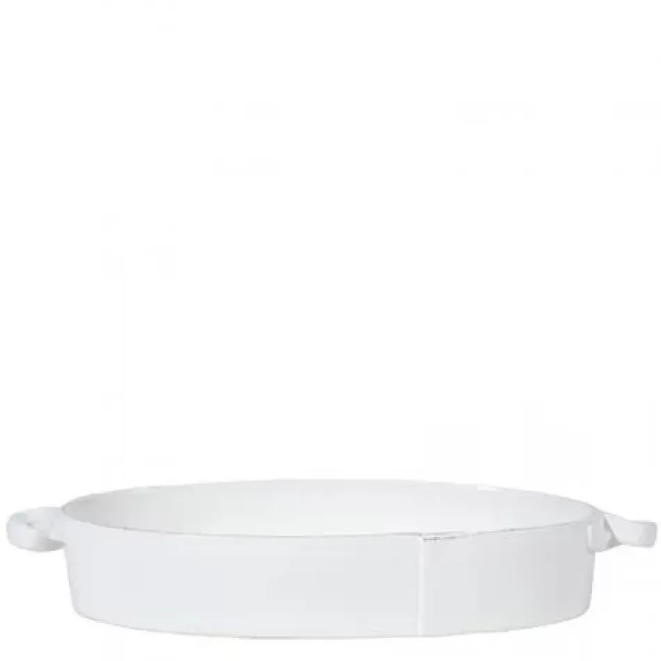 Lastra White Handled Oval Baker 15.5"L, 5.75"W, 3"H