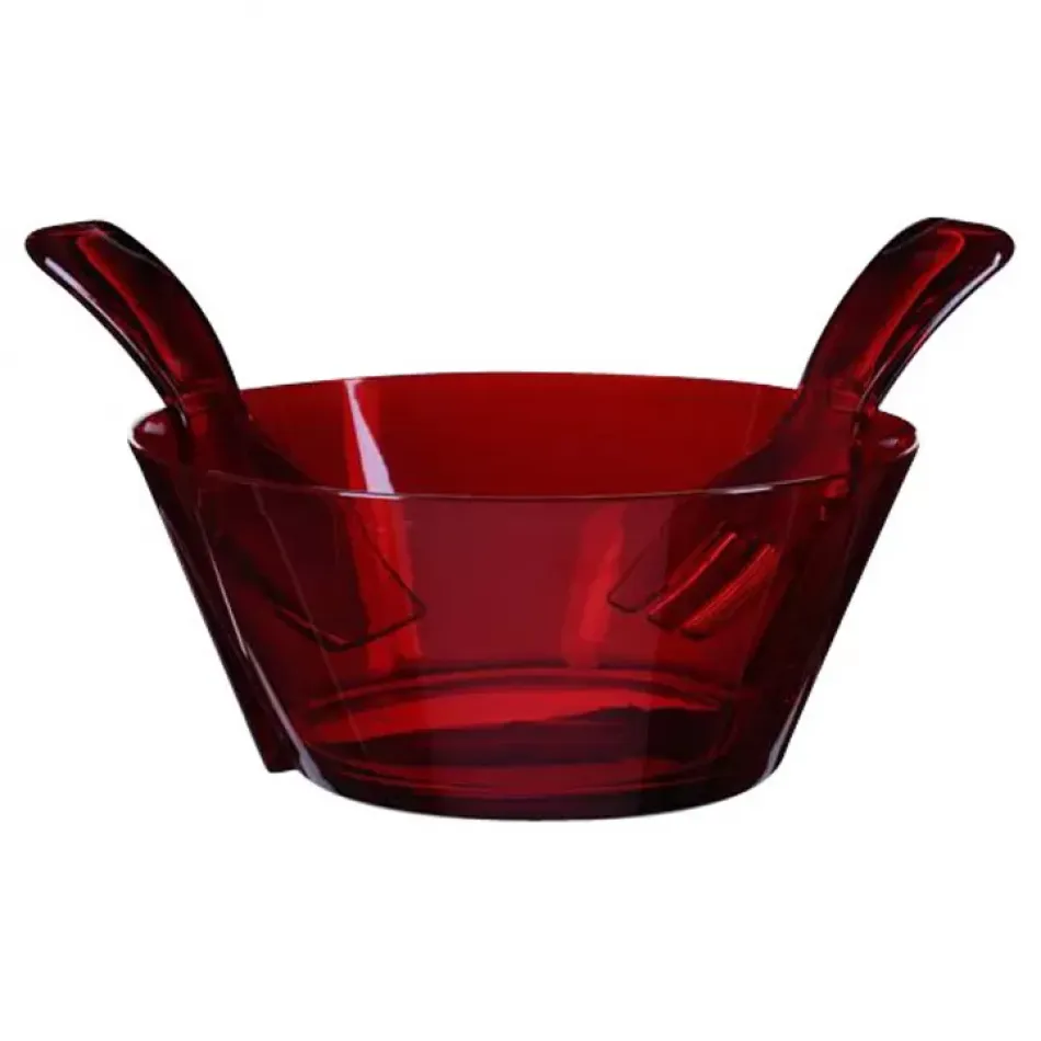 Salad Bowl W/ Servers Red H 4.3" x Diam 9.75", 60 oz