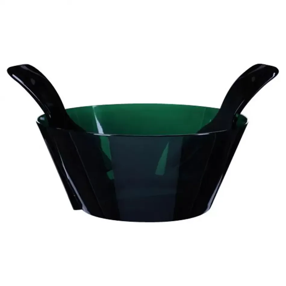 Salad Bowl W/ Servers Green H 4.3" x Diam 9.75", 60 oz