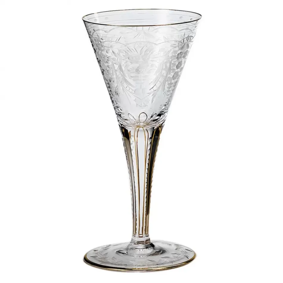 Maharani /Xx Goblet Red Wine Clear Lead-Free Crystal, Cut, 24 Gold (Thin Line), Engraving 330 ml