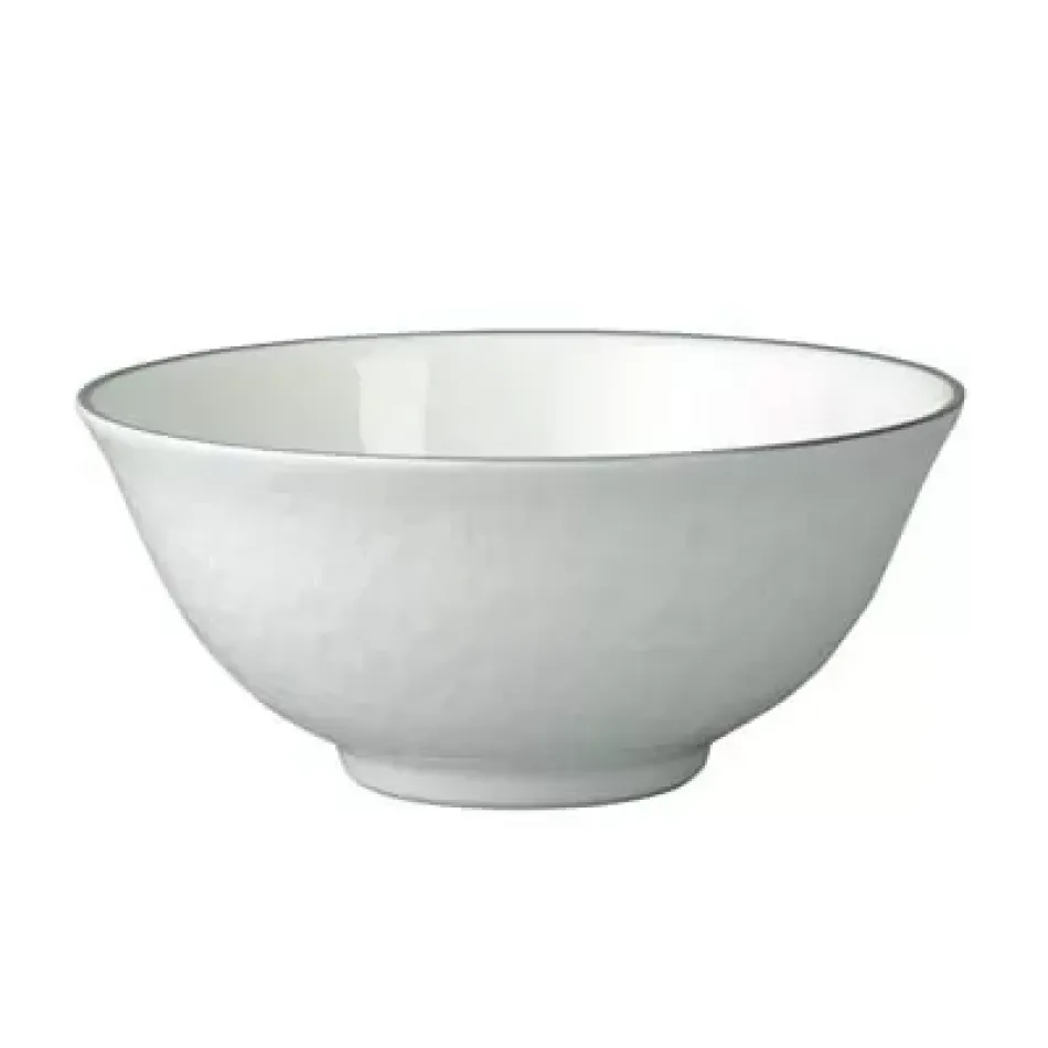 Mineral Filet Platinum Chinese Soup Bowl White inside Diam 4.7 in