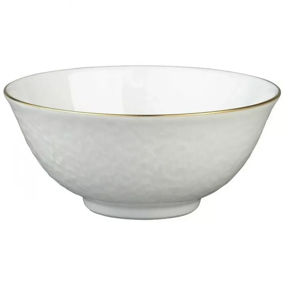 Mineral Filet Or/Gold Chinese Soup Bowl White inside Diam 4.7 in