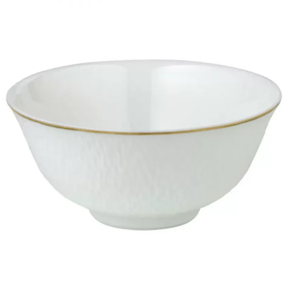 Mineral Filet Or/Gold Chinese Soup Bowl Small White inside Diam 4.09448 in