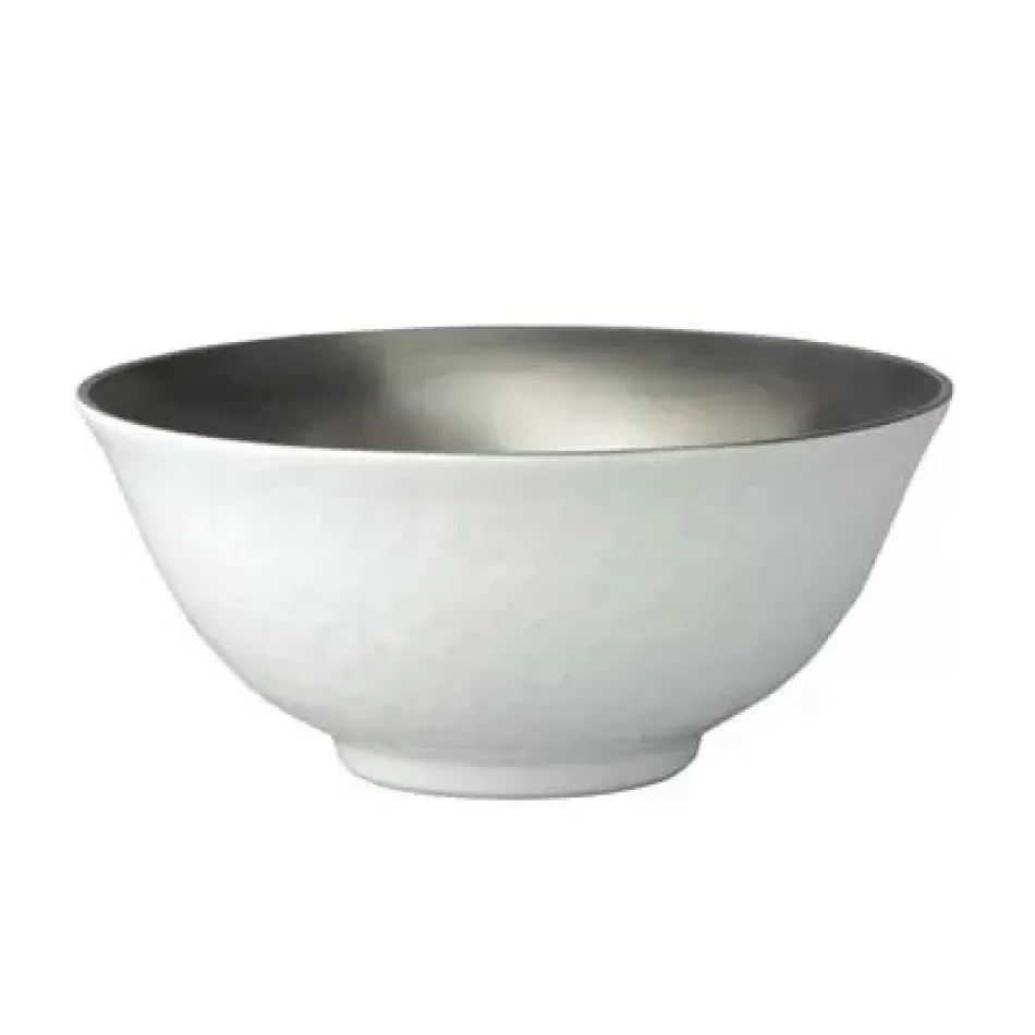 Mineral Filet Platinum Chinese Soup Bowl Full Platinum inside Diam 4.7 in