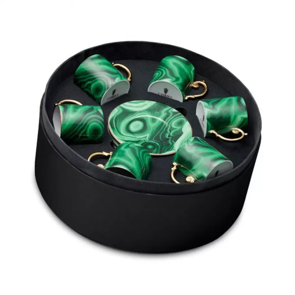 Malachite Espresso Cup + Saucer (Gift Box of 6)