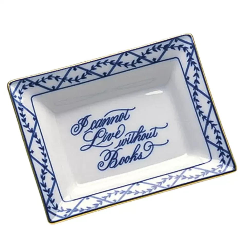 I Cannot Live w/o Books, Rectangular Ring Tray 5.75"