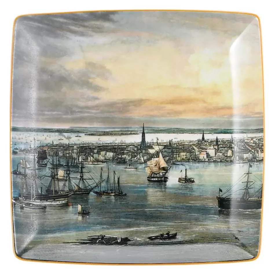 New York Harbor Square Plate 8.25"