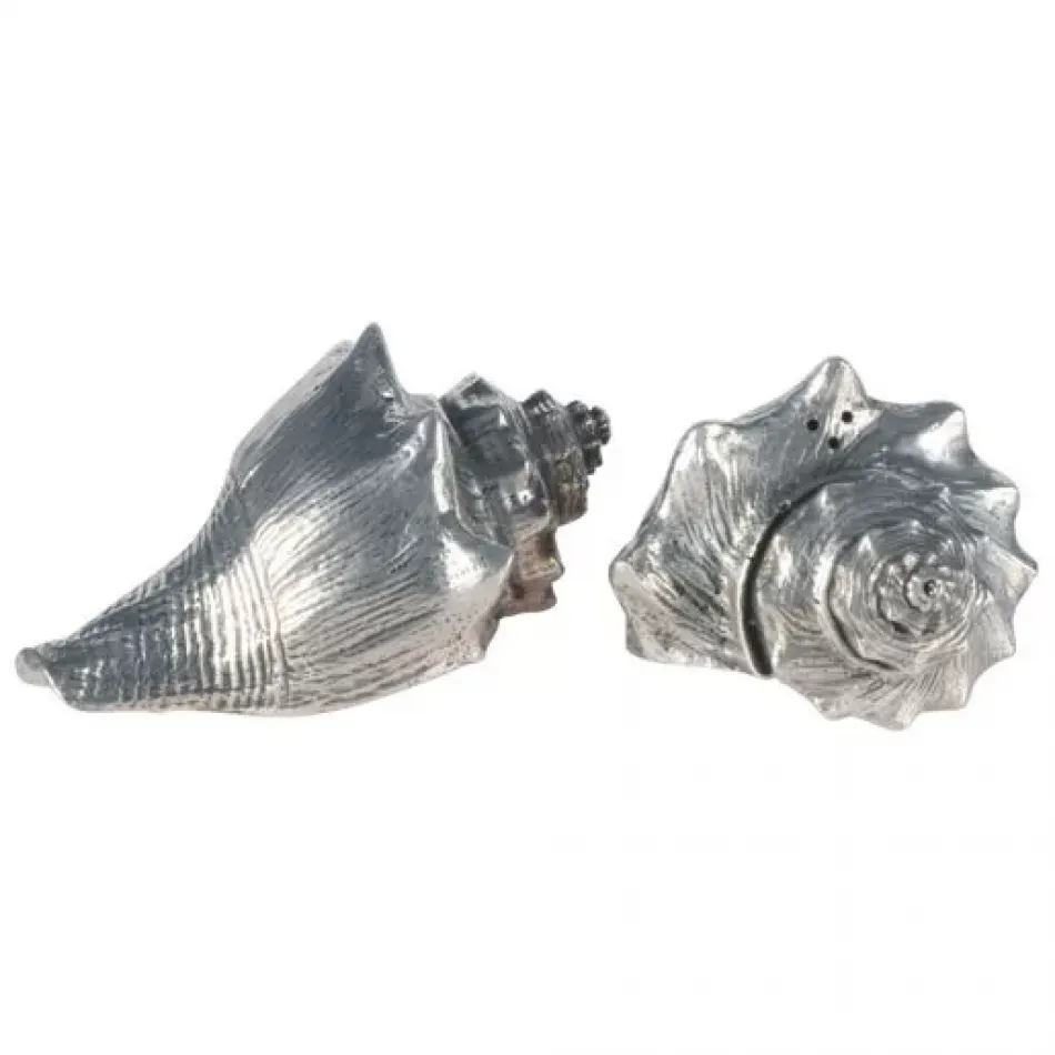 Sea And Shore Pewter Conch Shells Salt And Pepper Set