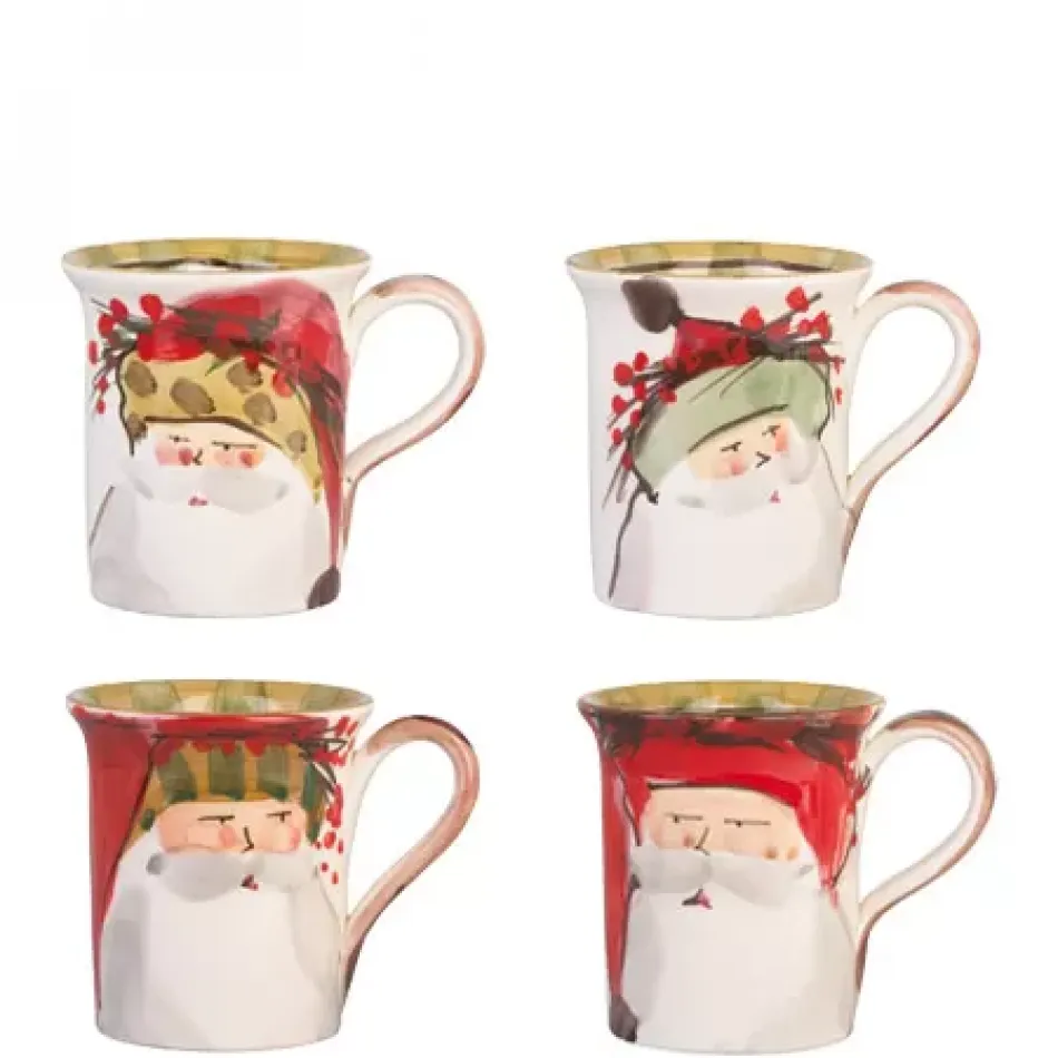 Old St. Nick Assorted Mugs - Set of 4 4.5"H, 14 oz