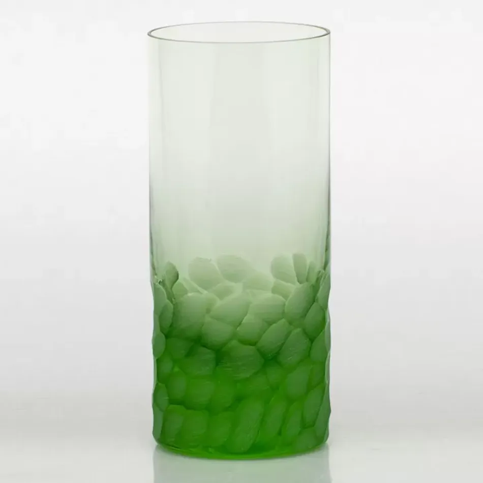 Whisky Set /1 Tumbler For Water Ocean Green Lead-Free Crystal, Cut Pebbles 400 ml