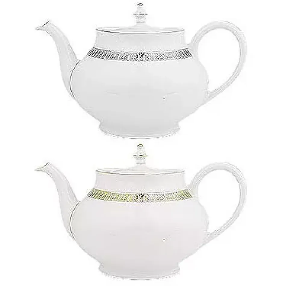 Plumes White/Platinum Round Teapot 120 Cl