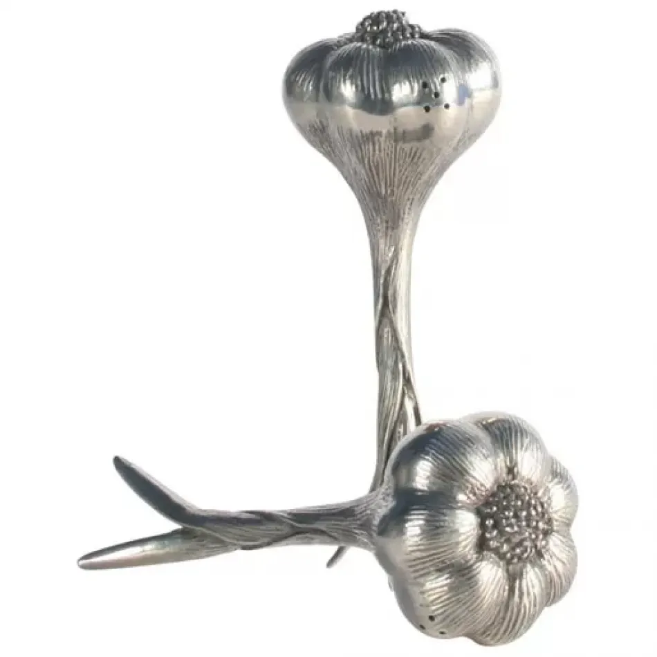 Farmer's Market Pewter Garlic Salt And Pepper Set