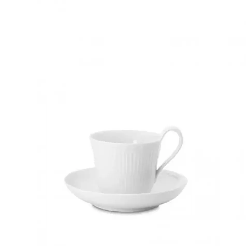 White Fluted Half Lace Cup & Saucer 25 cl 8.45 oz