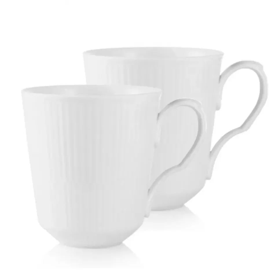 White Fluted Mug 12.25 oz Set of 2