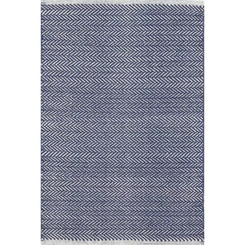 Herringbone Indigo Woven Cotton Rug 10' x 14'