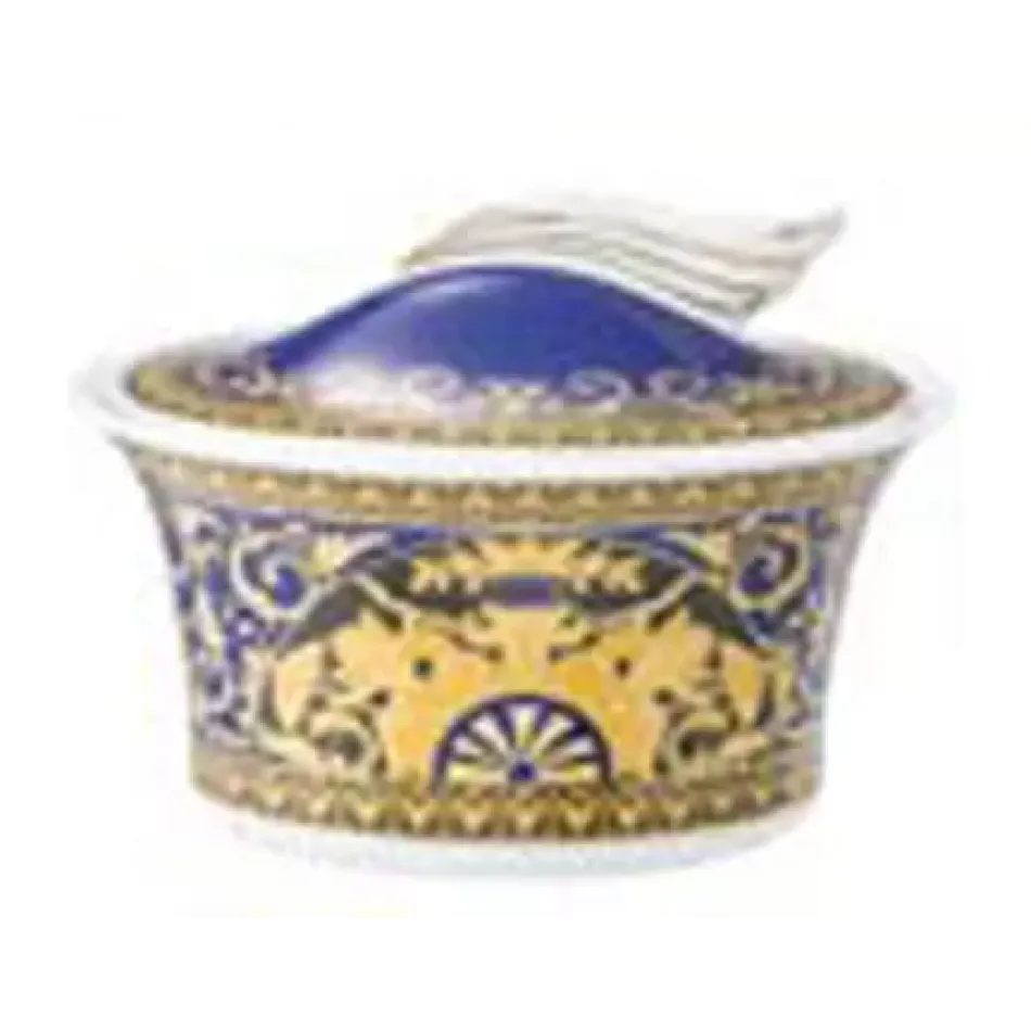 Medusa Blue Sugar Bowl Covered 7 oz