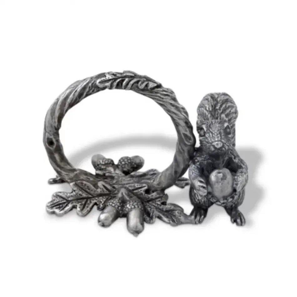 Woodland Creatures Pewter Squirrel Branch Napkin Ring