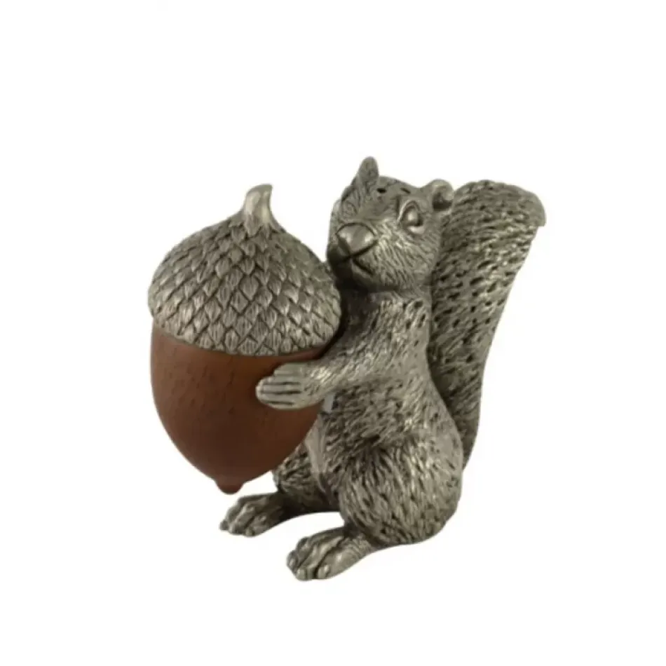Woodland Creatures Squirrel With Wood Acorn Salt And Pepper Set