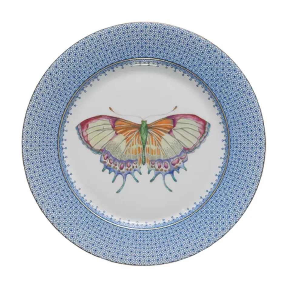 Cornflower Lace Dessert Plate w Butterfly Décor 8.5"