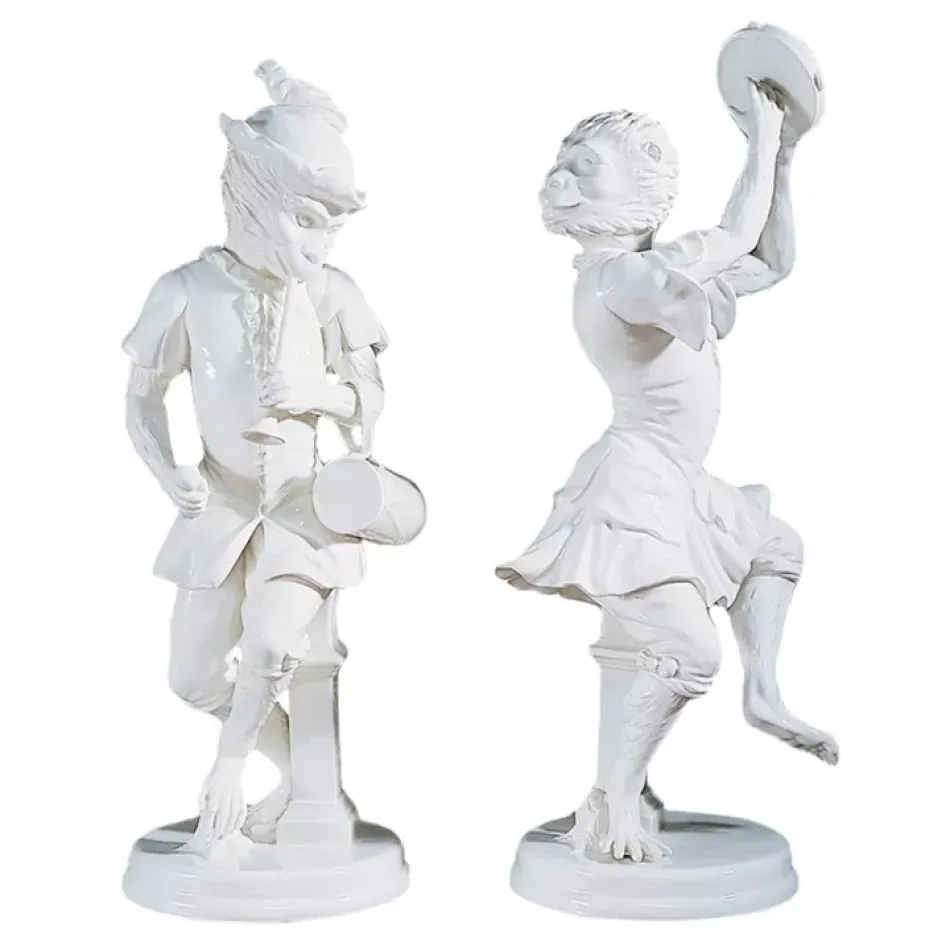 Dancing Creamware Monkeys 16"