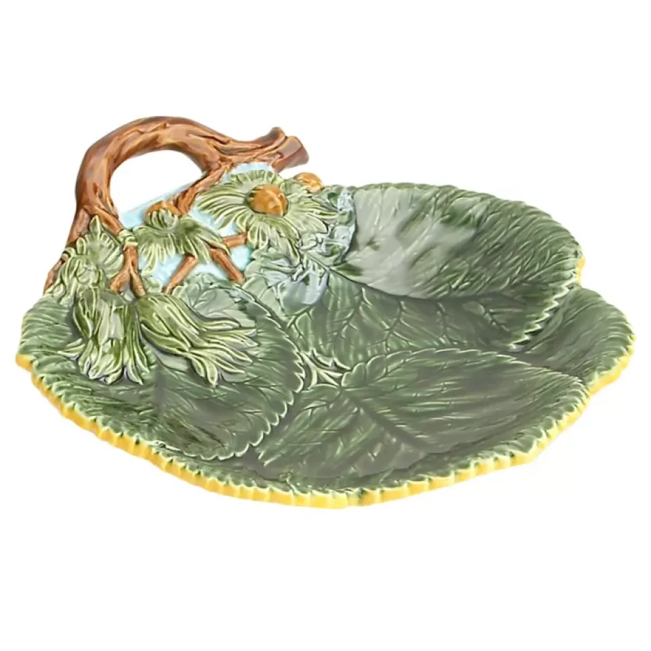 Leaf Majolica Plate W Nuts,