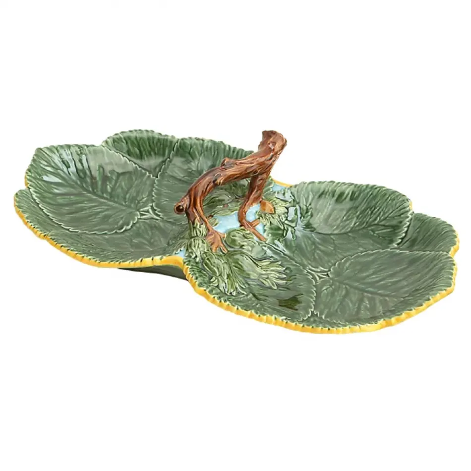 Leaf Majolica Double Plate w Nuts