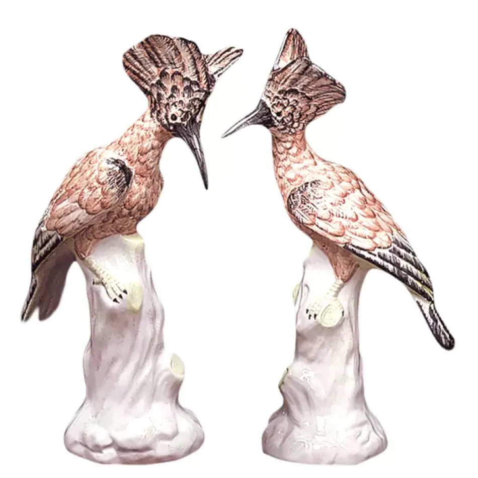 Exotic Birds Pair, Majolica, Hand painted 12.75"