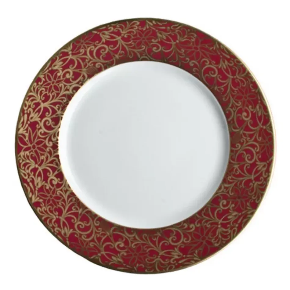 Salamanque Or/Gold Red Salad Cake Plate Diam 7.7 in