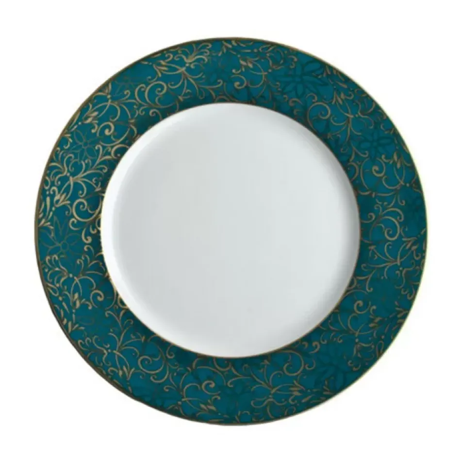 Salamanque Or/Gold Turquoise Salad Cake Plate Diam 7.7 in