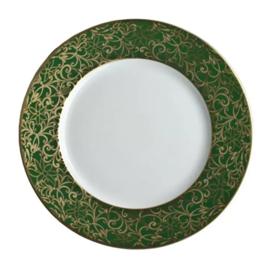 Salamanque Or/Gold Green Salad Cake Plate Diam 7.7 in