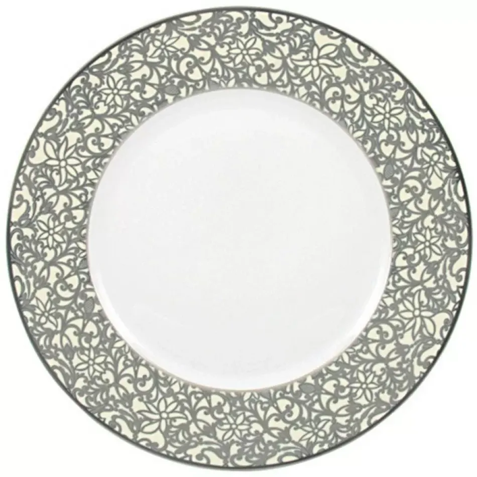 Salamanque Platinum Ivory Salad Cake Plate Round 7.7 in.