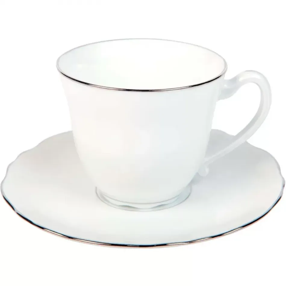 Colbert White Platinum Filet Coffee Saucer (Special Order)