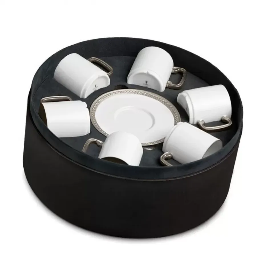 Soie Tressee Platinum Espresso Cup + Saucer (Gift Box of 6)