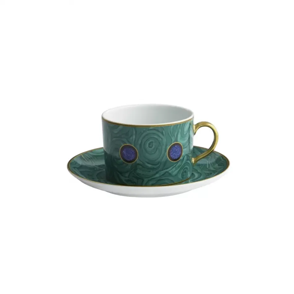 Malachite Tea Cup & Saucer 3.25"