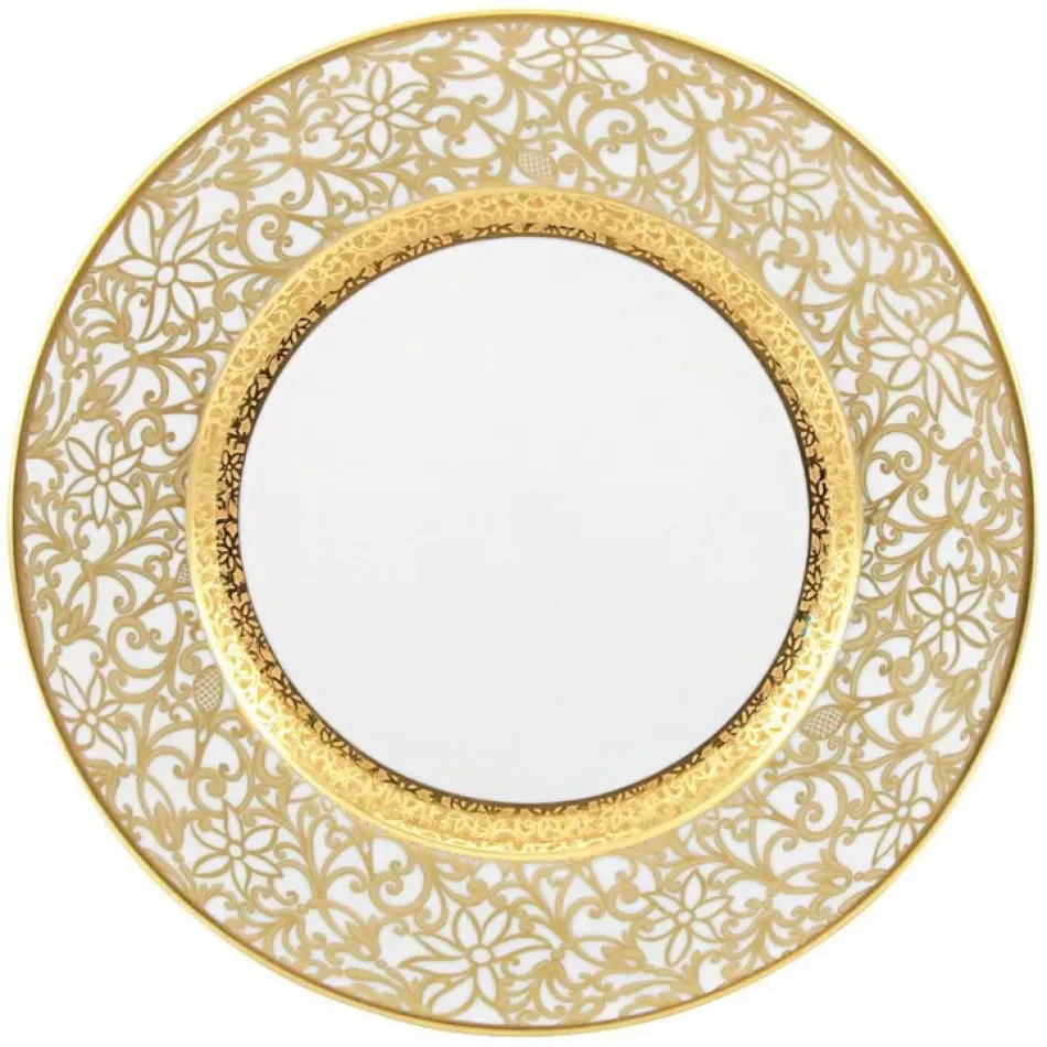 Tolède Or/Gold White Dessert Plate Diam 8.7 in