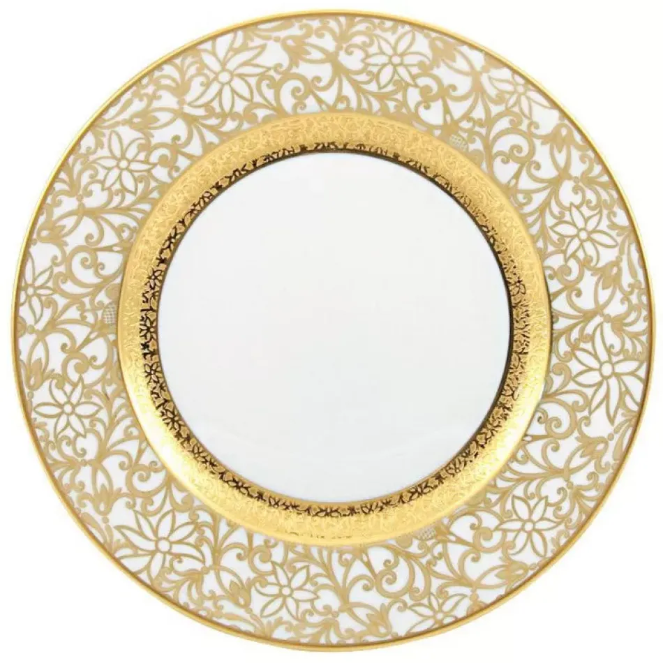 Tolède Or/Gold White Salad Cake Plate Diam 7.7 in