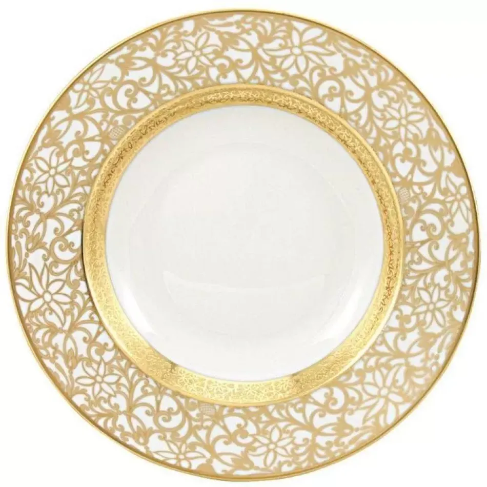 Tolède Or/Gold White French Rim Soup Plate Diam 9.0 in