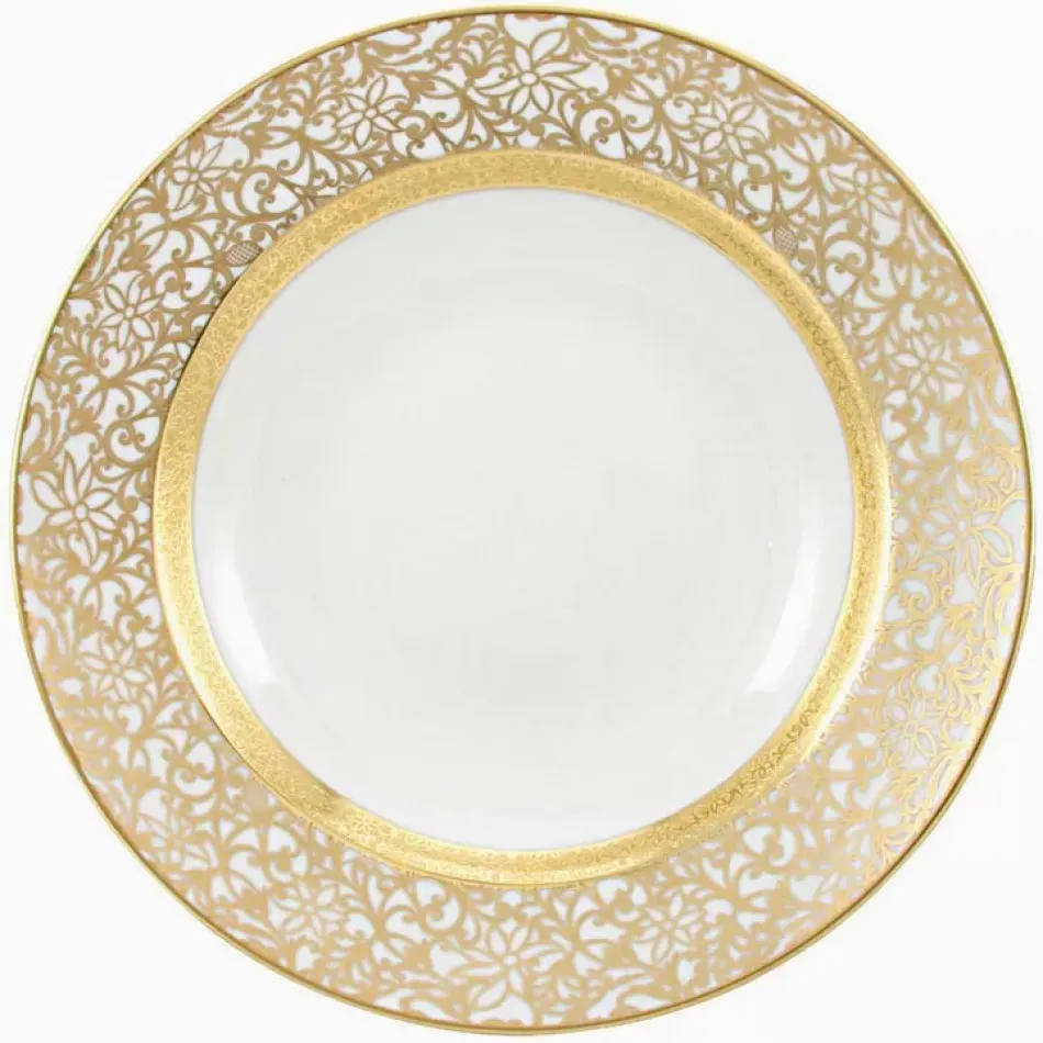 Tolede Gold White Deep Chop Plate Round 11.6 in.