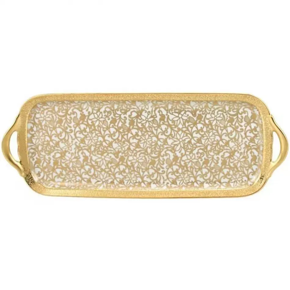 Tolede Gold White Long Cake Serving Plate 40 in. x 15 in.