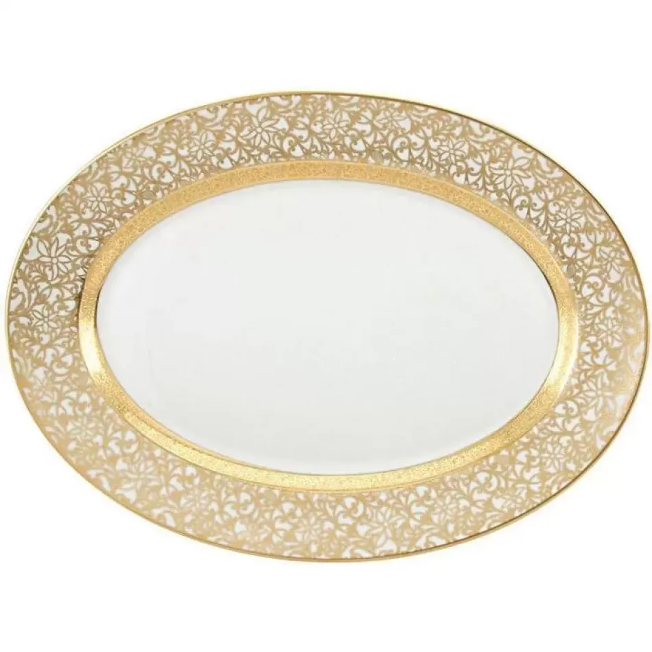 Tolede Gold White Oval Dish/Platter 41 in. x 30 in.