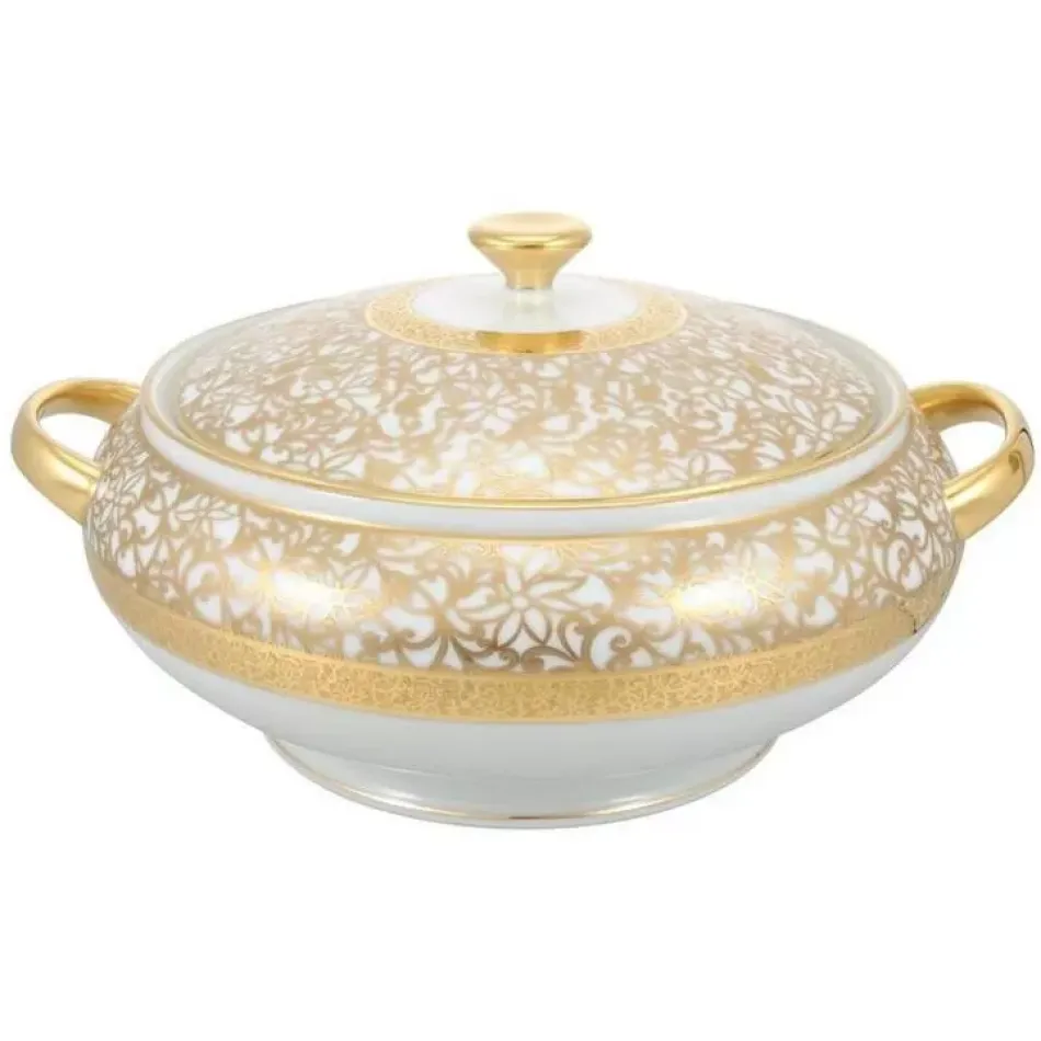 Tolède Or/Gold White Soup Tureen Diam 9.8 in