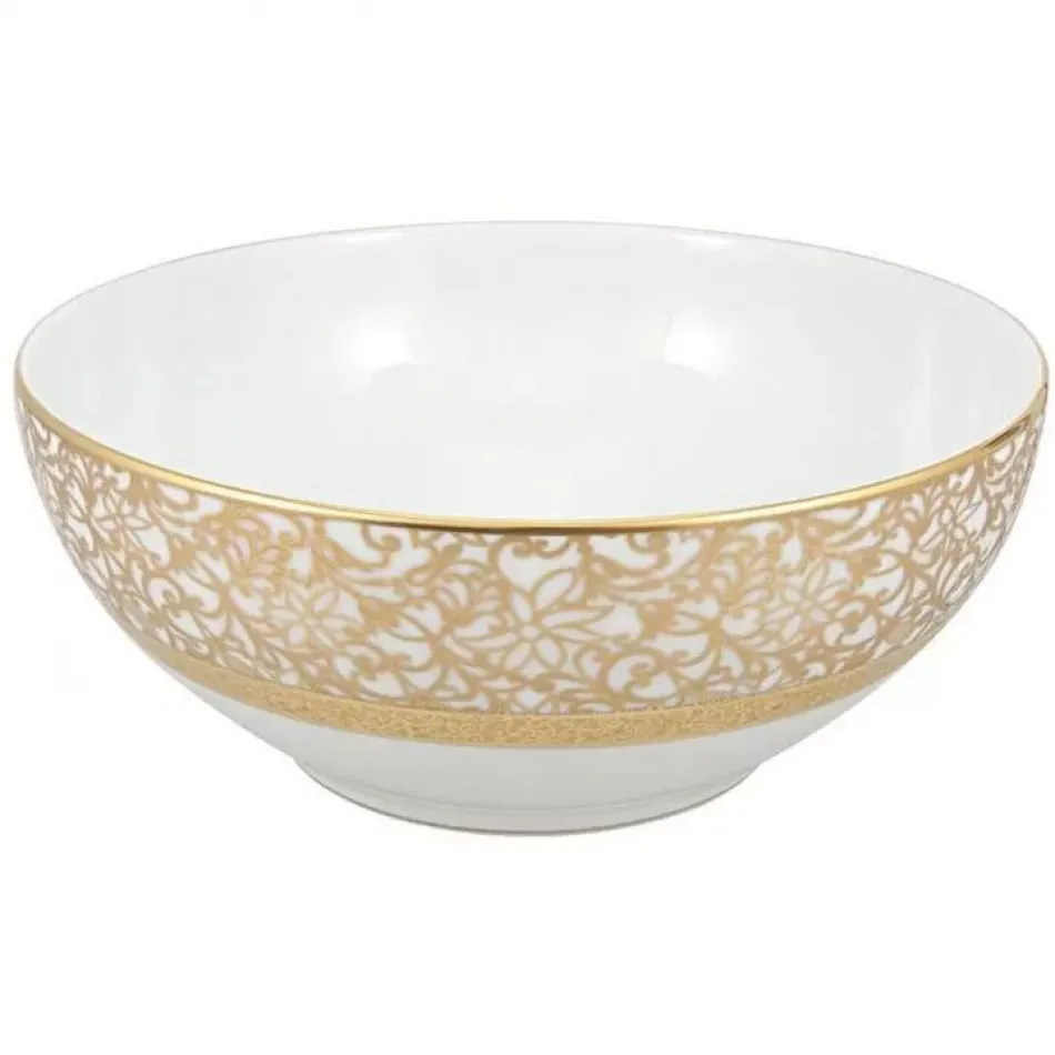 Tolède Or/Gold White Salad Bowl Diam 9.8 in