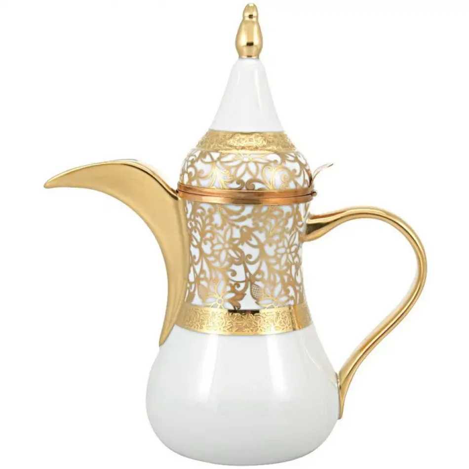 Tolède Or/Gold White Arabic Coffee Pot 8.3 X 8.3 X 9.4 in