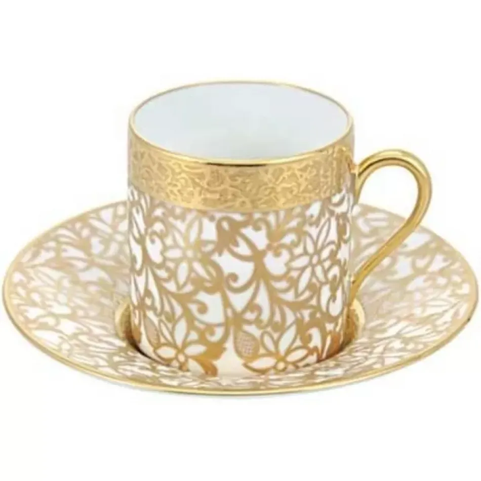 Tolede Gold White Coffee Cup Round 2.22 in.